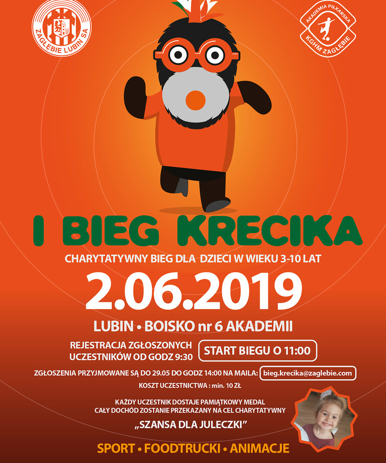I Bieg Krecika w Akademii Piłkarskiej KGHM Zagłębia już 2 czerwca!