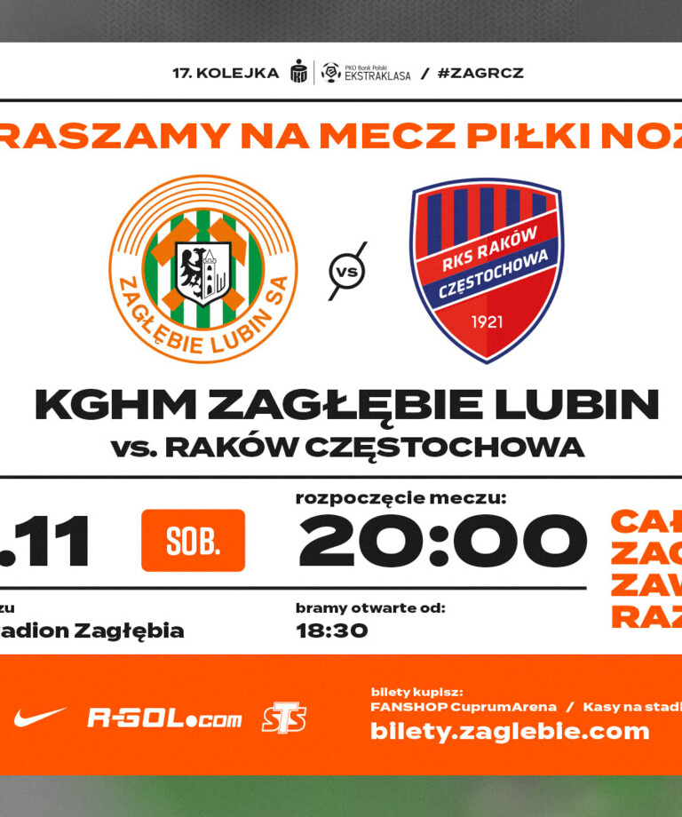 Bilety na mecz z Rakowem w sprzedaży! Bilety na mecz z Rakowem w sprzedaży!