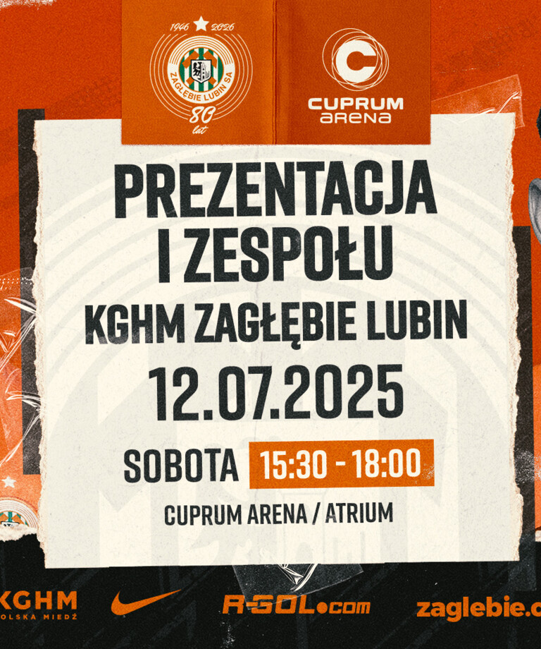 Prezentacja zespołu KGHM Zagłębia Lubin już 12 lipca w galerii Cuprum Arena! Prezentacja zespołu KGHM Zagłębia Lubin już 12 lipca w galerii Cuprum Arena!
