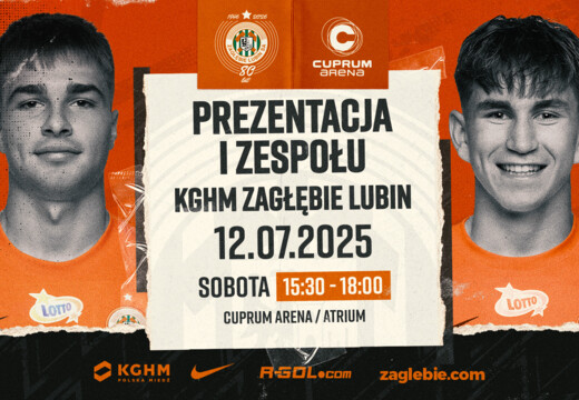 Prezentacja zespołu KGHM Zagłębia Lubin już 12 lipca w galerii Cuprum Arena!