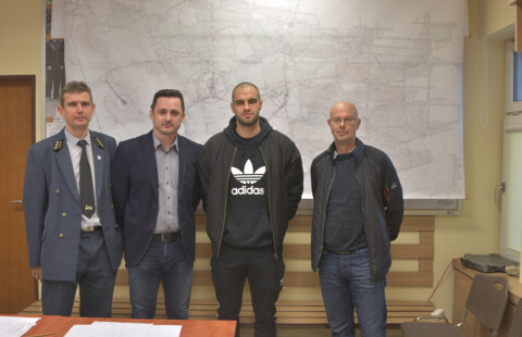 Trener Miedziowych Ben van Dael i Damian Oko w kopalni ZG Lubin